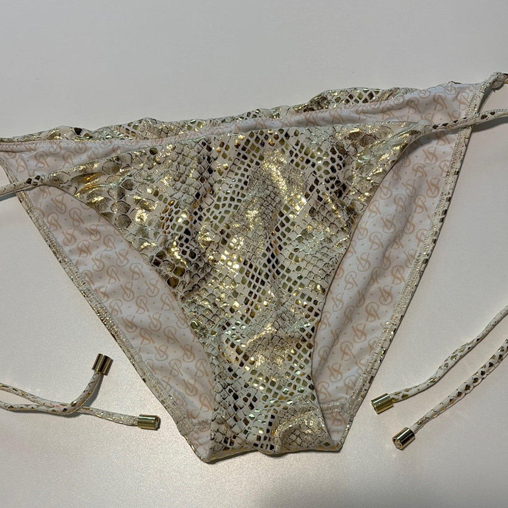 Victoria’s Secret Gold Snakeskin Bikini Bottom – Tie Side Swimwear